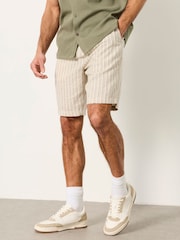 FatFace Salcombe Natural Stripe Linen Cotton Shorts - Image 1 of 5