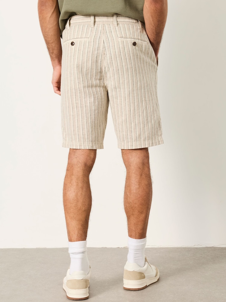 FatFace Salcombe Natural Stripe Linen Cotton Shorts - Image 2 of 5 FatFace Salcombe Natural Stripe Linen Cotton Shorts - Image 2 of 5