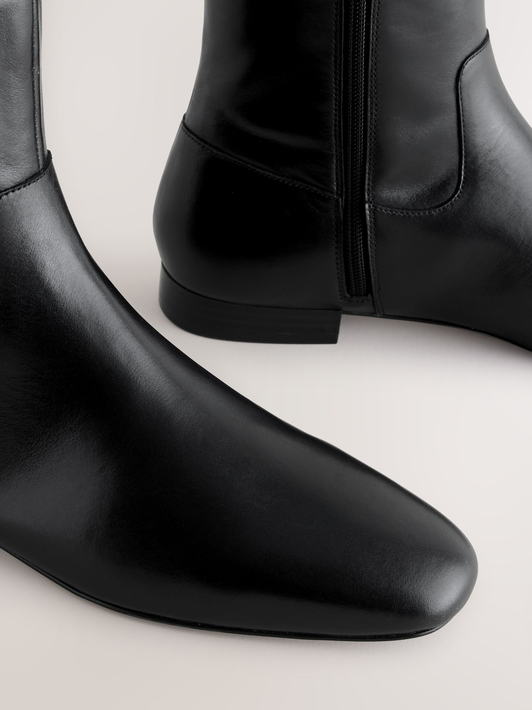 Buy Black Leather Forever Comfort® Flat Ankle Boots from Next USA