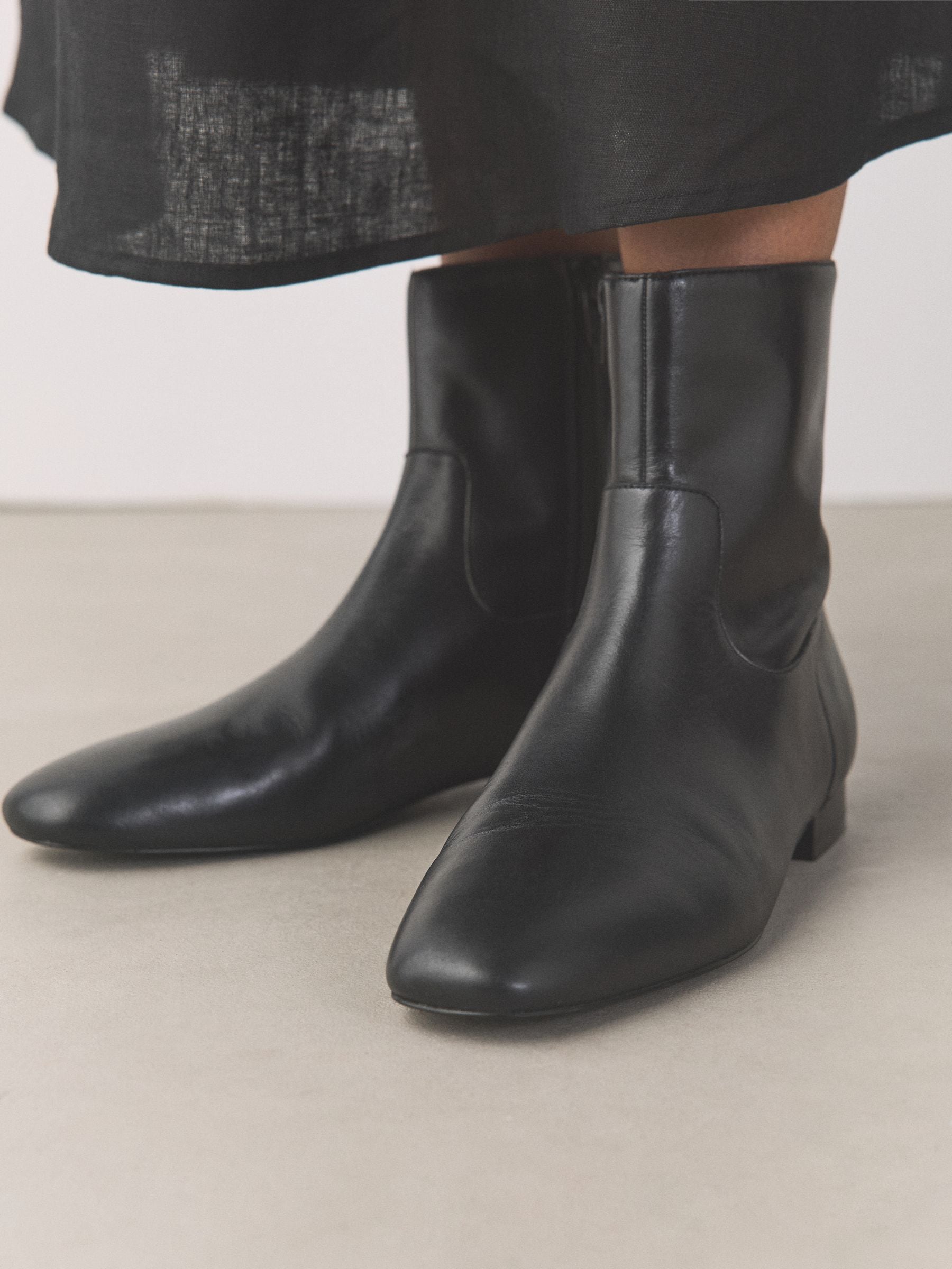 Buy Black Leather Forever Comfort® Flat Ankle Boots from Next USA