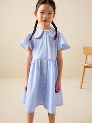 Blue Gingham Cotton Rich Angel Sleeve School Dress (3-14yrs) - Image 1 of 8