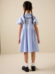 Blue Gingham Cotton Rich Angel Sleeve School Dress (3-14yrs) - Image 3 of 8