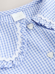Azul - Vestido escolar de guingão de algodão rico com mangas angelicais (3-14anos) - Imagem 9 de 9