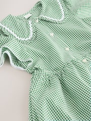 Verde - Vestido escolar de guingão de algodão rico com mangas angelicais (3-14anos) - Imagem 10 de 10