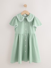 Green Gingham Cotton Rich Angel Sleeve School Dress (3-14yrs) - Image 6 of 9