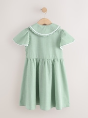 Green Gingham Cotton Rich Angel Sleeve School Dress (3-14yrs) - Image 7 of 9