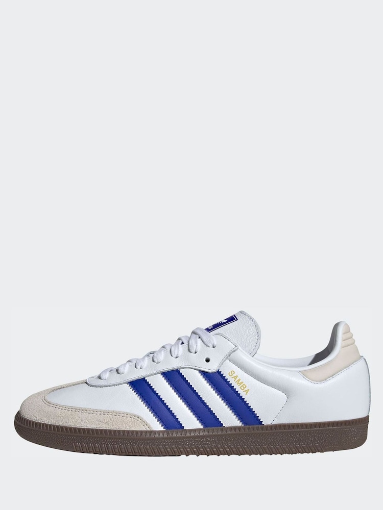 adidas Originals White/Blue Samba Trainers - Image 2 of 9 adidas Originals White/Blue Samba Trainers - Image 2 of 9