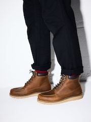 Tan Brown Tall Apron Wedge Boots - Image 2 of 6