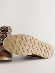 Tan Brown Tall Apron Wedge Boots - Image 5 of 6