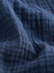 Bleumarin - Cămașă cu mânecă scurtă, guler rever și dublu strat de pânză (3-16ani) - Imaginea 3 din 4