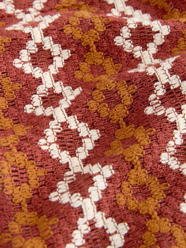 Rust Brown Short Sleeve Textured Stripe Revere Shirt (3-16yrs) - Image 4 of 4