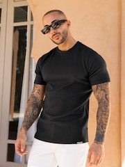 MAUVAIS Black Cedro Textured T-Shirt - Image 1 of 4