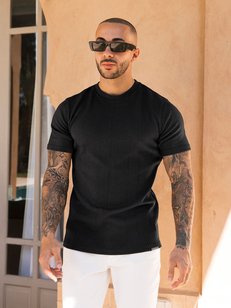 MAUVAIS Black Cedro Textured T-Shirt - Image 2 of 4