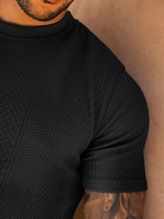 MAUVAIS Black Cedro Textured T-Shirt - Image 3 of 4