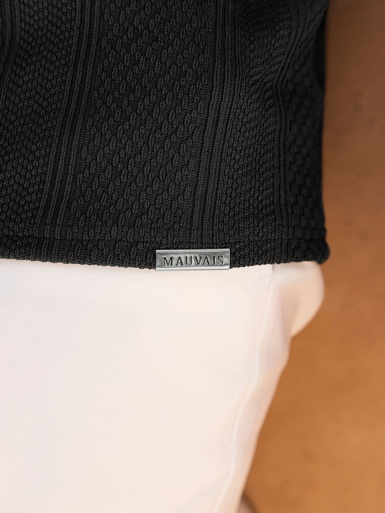 MAUVAIS Black Cedro Textured T-Shirt - Image 4 of 4
