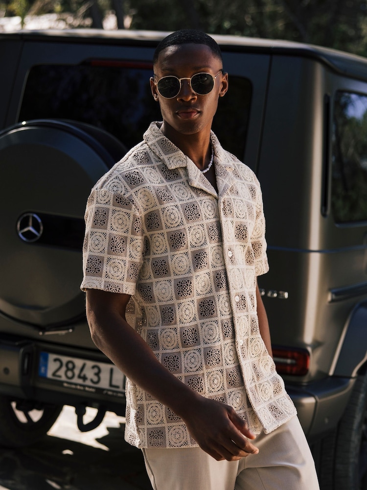 MAUVAIS Natural Tulum Checked Crochet Shirt - Image 8 of 8
