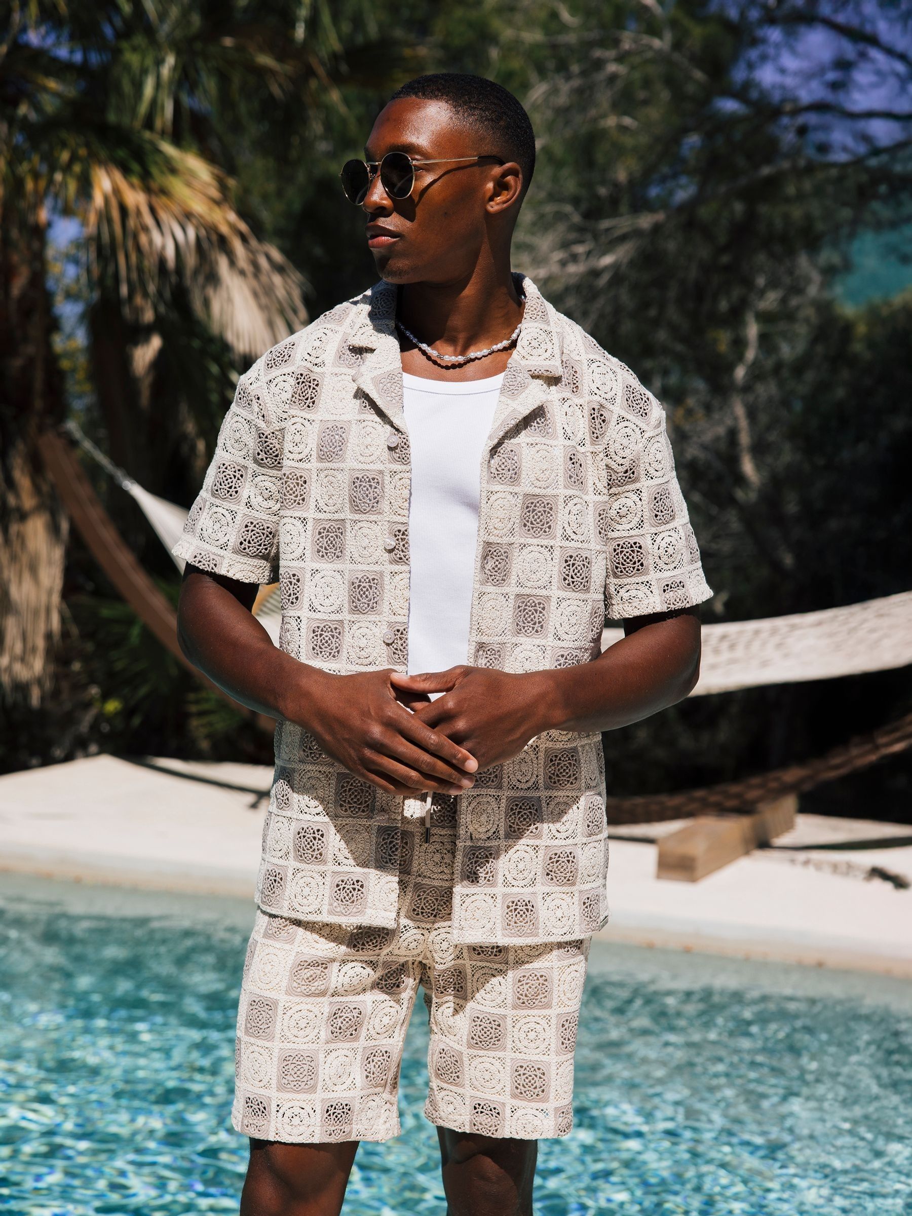 Buy MAUVAIS Natural Tulum Checked Crochet Lined Shorts from Next USA