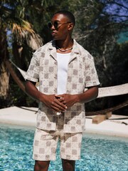 MAUVAIS Natural Tulum Checked Crochet Lined Shorts - Image 3 of 6