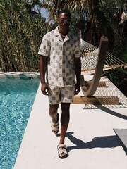 MAUVAIS Natural Tulum Checked Crochet Lined Shorts - Image 4 of 6