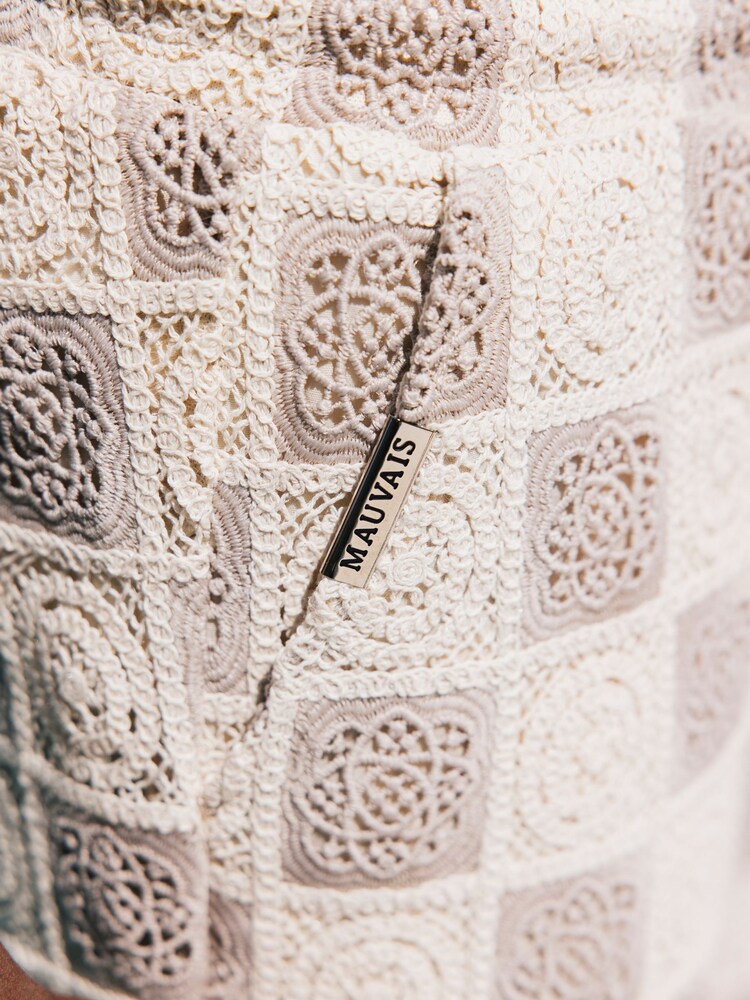 MAUVAIS Natural Tulum Checked Crochet Lined Shorts - Image 6 of 6