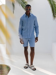 Azul - MAUVAIS Nammos Pure Linen Tailored Shirt - Imagem 4 de 6