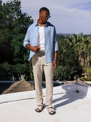 Azul - MAUVAIS Nammos Pure Linen Tailored Shirt - Imagem 5 de 6