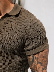 MAUVAIS Tropics Crochet Knit Polo - Imagem 4 de 6