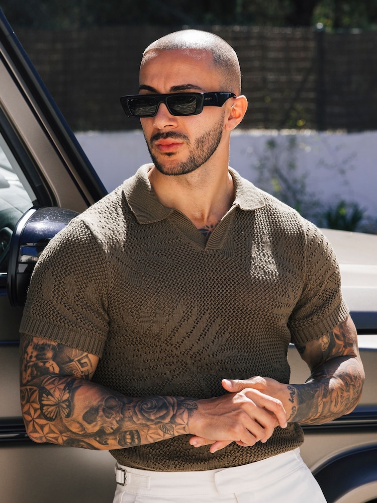 MAUVAIS Tropics Crochet Knit Polo - Imagem 6 de 6