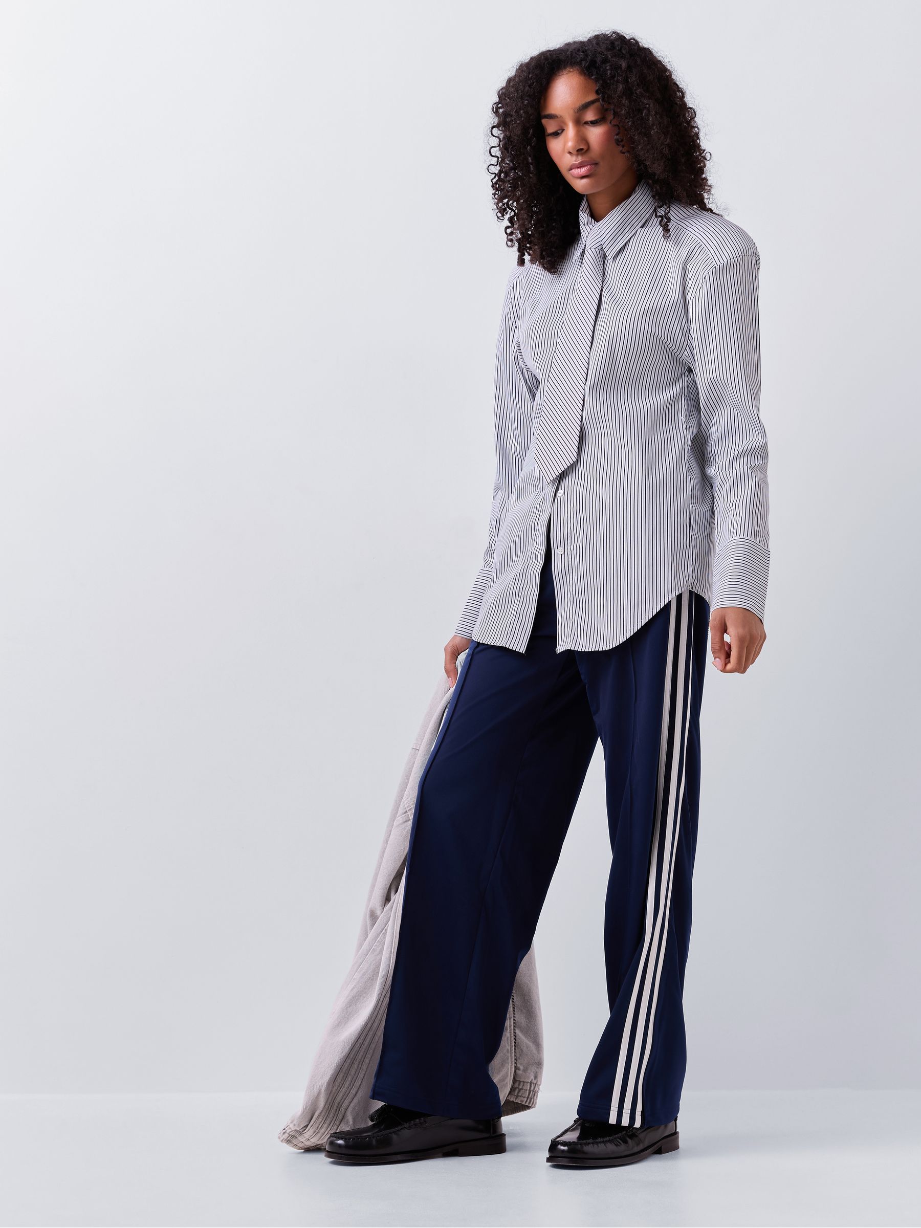 Buy adidas Originals Navy Blue/White Firebird Loose Trousers from