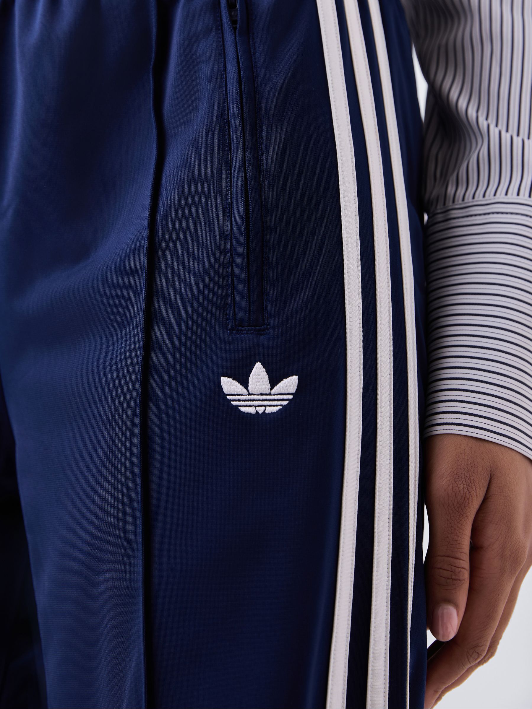 Buy adidas Originals Navy Blue/White Firebird Loose Trousers from