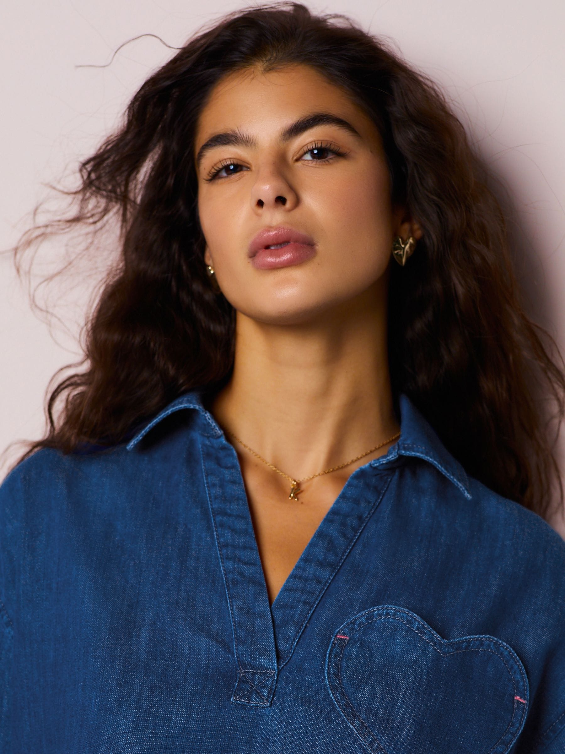Buy Dark Blue Heart Pocket Detail Overhead Denim Shirt from Next USA
