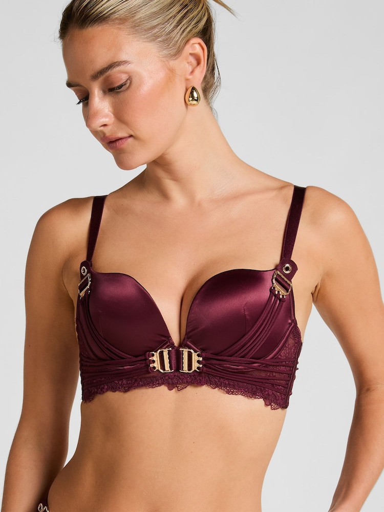Hunkemöller Red Avela Padded Underwired Longline Bra - Image 1 of 5 Hunkemöller Red Avela Padded Underwired Longline Bra - Image 1 of 5