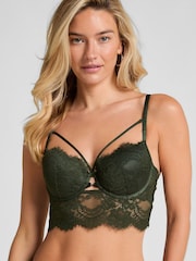 Hunkemöller Green Amara Padded Underwired Longline Bra - Image 1 of 5