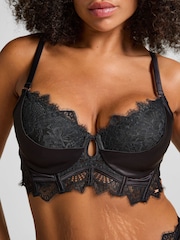 Hunkemoller Zoe Padded Longline Underwired Black Bra - Image 2 of 5