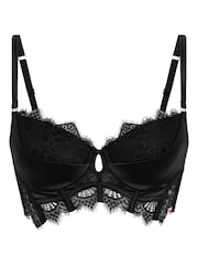 Hunkemoller Zoe Padded Longline Underwired Black Bra - Image 4 of 5