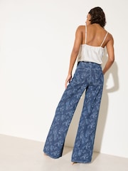 Friends Like These Dark Wash Floral Relaxed Wide Leg Jeans - Image 3 of 5
