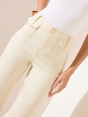 კრემი - Friends Like These ჯიბეებით შეკერილი ფართო ჯინსები - სურათი 5 5-დან