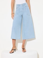 Friends Like These Mid Wash Denim Wide Leg Culotte Jeans - Image 2 of 4