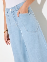Friends Like These Mid Wash Denim Wide Leg Culotte Jeans - Image 4 of 4