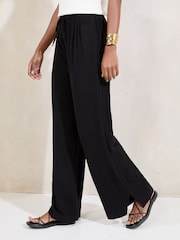 Lipsy Black Wide Leg Touch of Linen Trousers - Image 2 of 4