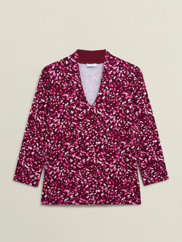 Hobbs Red Aimee Printed Top - Image 3 of 3 Hobbs Red Aimee Printed Top - Image 3 of 3