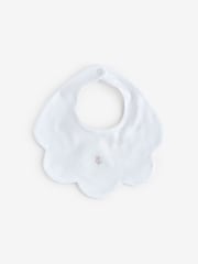 The White Company Clementine Floral Embroidered Scallop White Bibs 2 Pack - Image 3 of 4