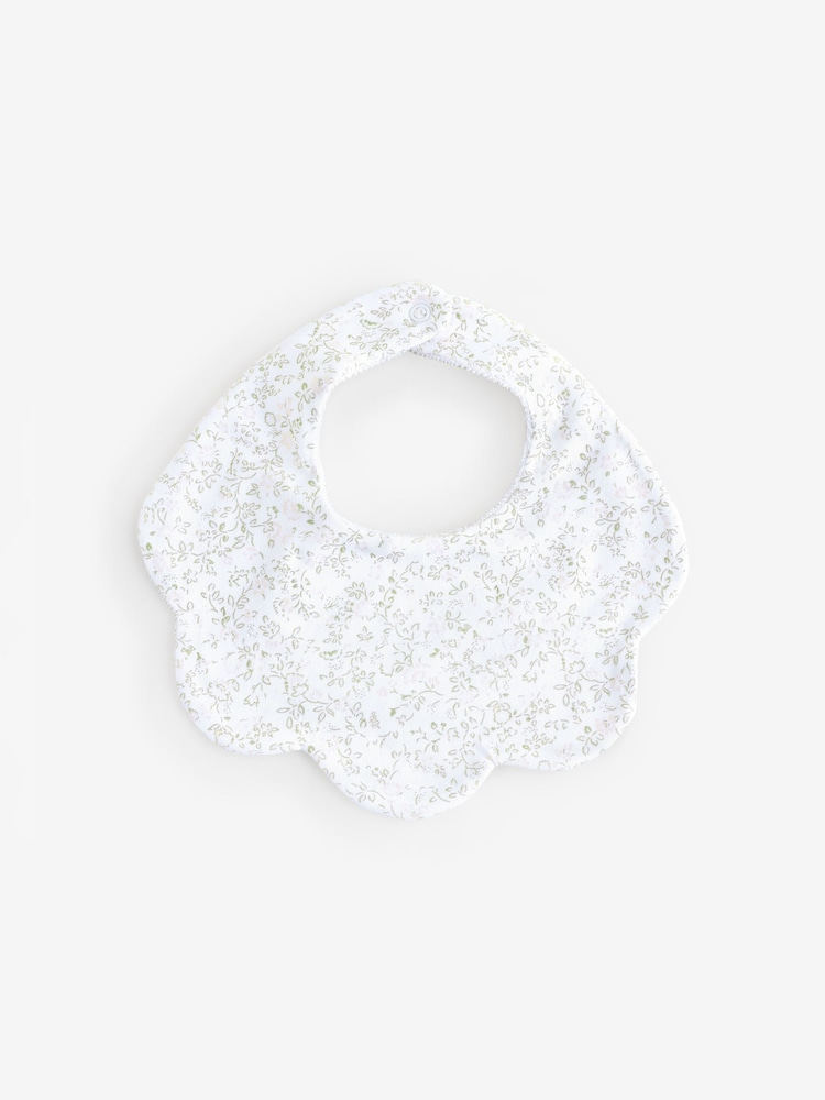 The White Company Clementine Floral Embroidered Scallop White Bibs 2 Pack - Image 4 of 4 The White Company Clementine Floral Embroidered Scallop White Bibs 2 Pack - Image 4 of 4