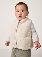 The White Company Cotton White Sweatshirt Trousers & Borg Gilet Set - Image 2 of 5