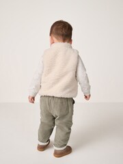The White Company Cotton White Sweatshirt Trousers & Borg Gilet Set - Image 3 of 5