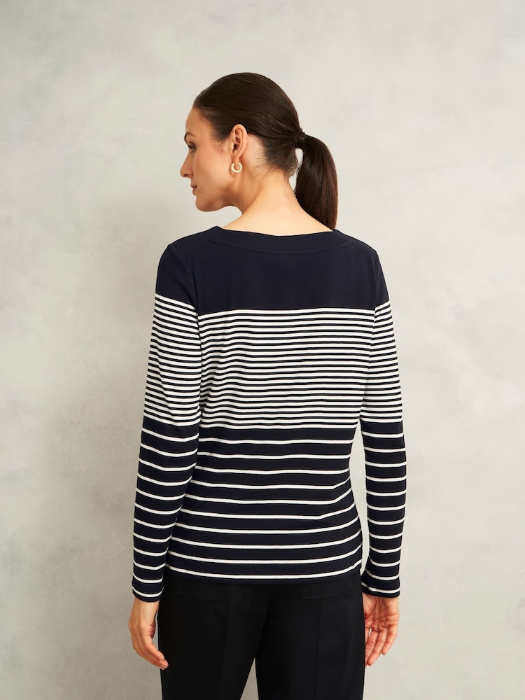 Hobbs Blue Constance Striped Top - Image 2 of 3 Hobbs Blue Constance Striped Top - Image 2 of 3