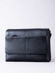 Lakeland Leather Black Crummock Laptop Messenger Bag - Image 1 of 7