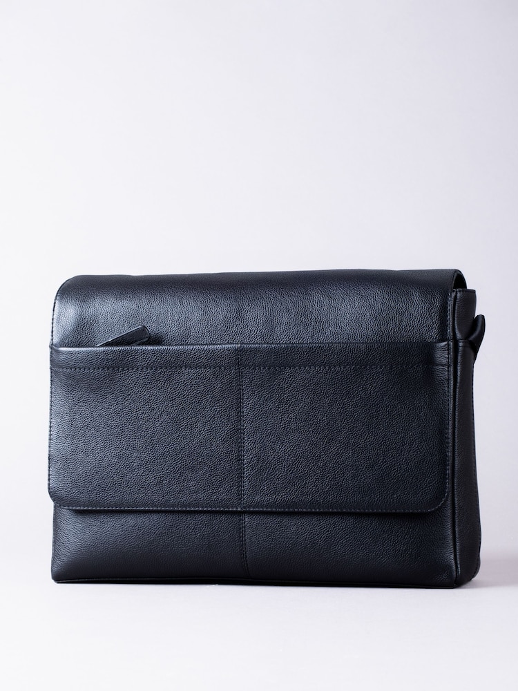 Lakeland Leather Black Crummock Laptop Messenger Bag - Image 1 of 7