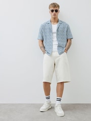 River Island Cream Regular Fit Denim Shorts - Image 1 of 4