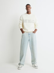 River Island Cream Regular Fit Saint Palais Crew Neck Jumper - Image 3 of 4